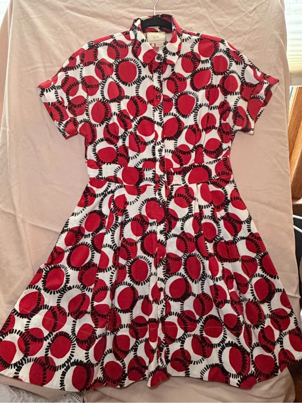 Kate spade button-Front Fit & Flare Dress with Red Circle Print